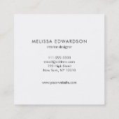 Carte De Visite Carré Professionnel de marbre blanc élégant simple (Dos)