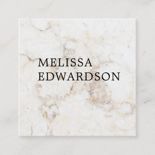 Carte De Visite Carré Professionnel de marbre blanc élégant simple (Devant)