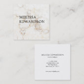 Carte De Visite Carré Professionnel de marbre blanc élégant simple (Devant / Derrière)