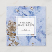 Carte De Visite Carré Professionnel élégant du marbre bleu clair (Devant)