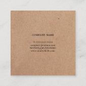 Carte De Visite Carré Professionnel Élégant minimal Kraft Brown blanc (Dos)