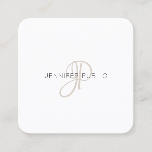 Carte De Visite Carré Professionnel Élégant Modèle Monogramme moderne (Devant)