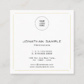 Carte De Visite Carré Professionnel Élégant Moderne Simple Modèle Or (Dos)