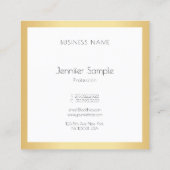 Carte De Visite Carré Professionnel Elegant Or Blanc Modèle moderne (Dos)