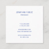 Carte De Visite Carré Professionnel Élégant Simple Bleu Modèle moderne (Dos)