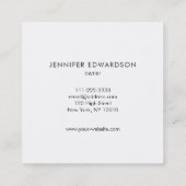 Carte De Visite Carré Professionnel élégant simple de marbre d'or blanc (Dos)