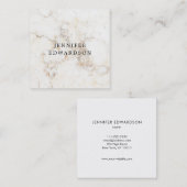 Carte De Visite Carré Professionnel élégant simple de marbre d'or blanc (Devant / Derrière)