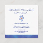 Carte De Visite Carré Professionnel floral de fleur bleue d'aquarelle (Dos)