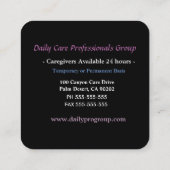 Carte De Visite Carré Professionnel Floral noir et Cool (Dos)