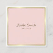 Carte De Visite Carré Professionnel Gold Blush Pink Blanc Luxe Plat (Devant)
