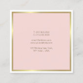 Carte De Visite Carré Professionnel Gold Blush Pink Blanc Luxe Plat (Dos)
