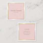 Carte De Visite Carré Professionnel Gold Blush Pink Blanc Moderne Luxe (Devant / Derrière)