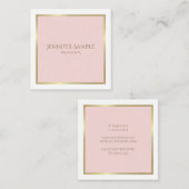 Carte De Visite Carré Professionnel Gold Blush Pink White Luxe Plain (Devant / Derrière)
