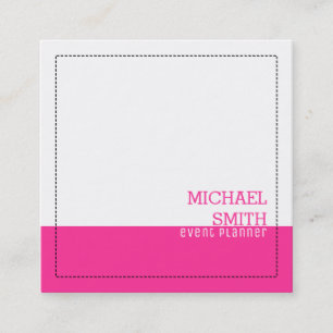 Carte De Visite Carré Professionnel Minimaliste Moderne Blanc Hot Pink