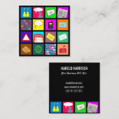 Carte De Visite Carré Professionnel Modèle de la communication et de la (Devant / Derrière)