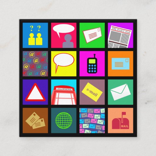 Carte De Visite Carré Professionnel Modèle de la communication et de la (Devant)