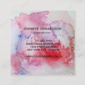 Carte De Visite Carré Professionnel moderne de l'aquarelle rouge (Dos)