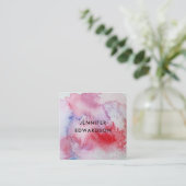 Carte De Visite Carré Professionnel moderne de l'aquarelle rouge (Debout devant)