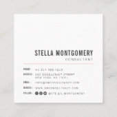 Carte De Visite Carré Professionnel moderne de monogramme noir et rose v (Dos)