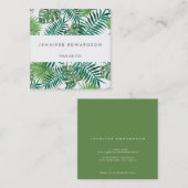 Carte De Visite Carré Professionnel moderne des feuilles de l'aquarelle  (Devant / Derrière)