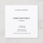 Carte De Visite Carré Professionnel Moderne Design Simple Modèle Luxe (Dos)