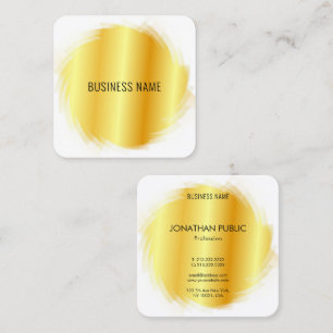 Carte De Visite Carré Professionnel Moderne Élégant Modèle Faux Gold