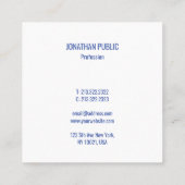 Carte De Visite Carré Professionnel Moderne Élégant Simple Modèle bleu (Dos)