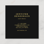 Carte De Visite Carré Professionnel moderne et design noir et or (Dos)