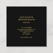 Carte De Visite Carré Professionnel moderne et design noir et or (Dos)