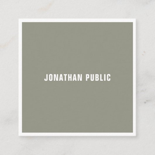 Carte De Visite Carré Professionnel Moderne Propre Modèle Élégant Luxe (Devant)