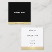 Carte De Visite Carré Professionnel Moderne Simple Or Noir Blanc (Devant / Derrière)