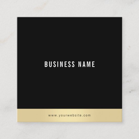 Carte De Visite Carré Professionnel Moderne Simple Or Noir Blanc (Devant)