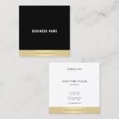 Carte De Visite Carré Professionnel Moderne Simple Or Noir Blanc (Devant / Derrière)