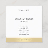 Carte De Visite Carré Professionnel Moderne Simple Or Noir Blanc (Dos)