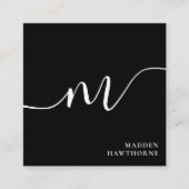 Carte De Visite Carré Professionnel Moderne Simple Script Monogramme Ini (Devant)