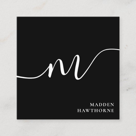 Carte De Visite Carré Professionnel Moderne Simple Script Monogramme Ini (Devant)