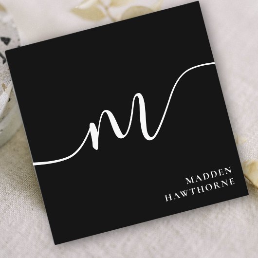 Carte De Visite Carré Professionnel Moderne Simple Script Monogramme Ini