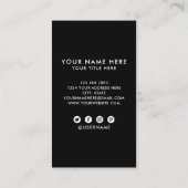 Carte De Visite Carré professionnel noir ajouter votre logo person (Dos)