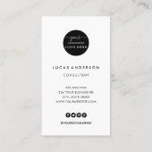 Carte De Visite Carré professionnel noir ajouter votre logo person (Dos)