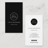 Carte De Visite Carré professionnel noir ajouter votre logo person (Devant / Derrière)