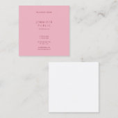 Carte De Visite Carré Professionnel Propre Modèle Rose Moderne Élégant (Devant / Derrière)