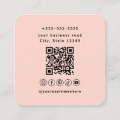 Carte De Visite Carré Professionnel Qr Code Blush rose médias sociaux (Dos)