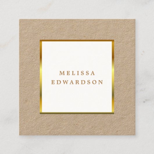Carte De Visite Carré Professionnel rustique moderne de cadre d'or de (Devant)