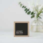 Carte De Visite Carré Professionnel Simple Elegant Kraft Black Consultan (Debout devant)
