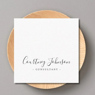 Carte De Visite Carré Professionnel Simple Elegant Noir Blanc Consultant