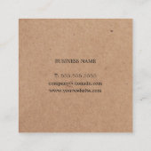 Carte De Visite Carré Professionnel Simple Élégant noir imprimé Kraft (Dos)