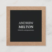 Carte De Visite Carré Professionnel Simple Élégant noir imprimé Kraft (Devant)