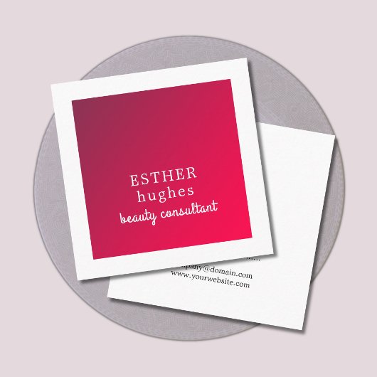 Carte De Visite Carré Professionnel Simple Élégant Rouge Blanc Consultan