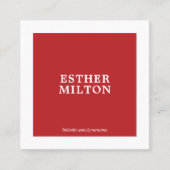 Carte De Visite Carré Professionnel Simple Élégant Rouge Blanc Consultan (Devant)