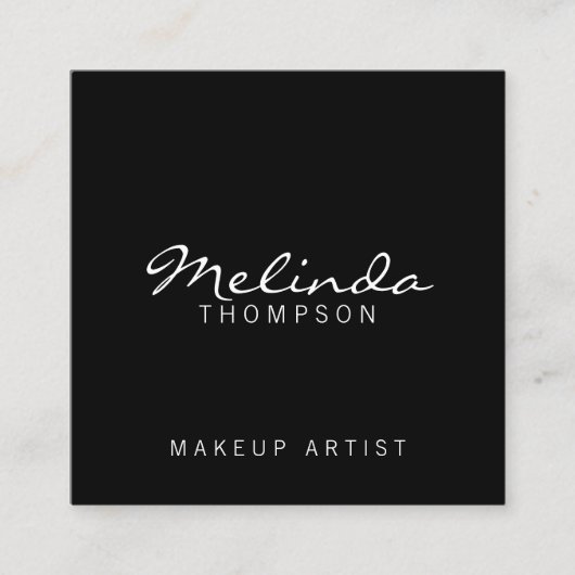 Carte De Visite Carré Professionnel Simple moderne noir et blanc (Devant)